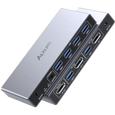 Imagem de Alxum Interruptor DP 1.4 KVM – dois computadores, um monitor, dois modos de comutação, 8K a 60Hz Ultra HD, 4 USB A 5Gbps para compartilhamento de teclados, mouse, unidades USB, discos rígidos externos