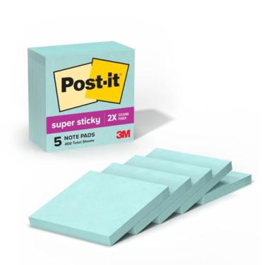 Imagem de Post-it Notas super adesivas, 5 blocos de notas adesivos, 7,6 x 7,6 cm, material escolar para estudantes, ideal para livros didáticos, cadernos, paredes e superfícies verticais, coleção de pacotes de