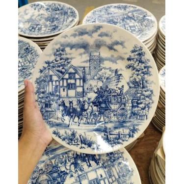 Imagem de Jogo de Pratos Raso de Jantar Cena Inglesa Azul 26cm - Oxford Biona - 