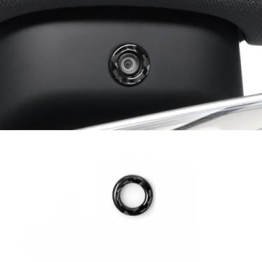 Imagem de BETTERHUMZ Adesivo de webcam frontal para interior de carro compatível com Tesla Model 3 2023-2020 modelo Y 2024-2020 de fibra de carbono, acessórios de anel de câmera para espelho retrovisor (preto)