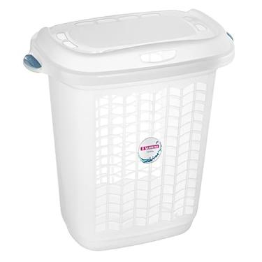 Imagem de Cesto de Roupa Plástico 46,4 Litros com Tampa Lavanderia Banheiro Branco - 265 Sanremo