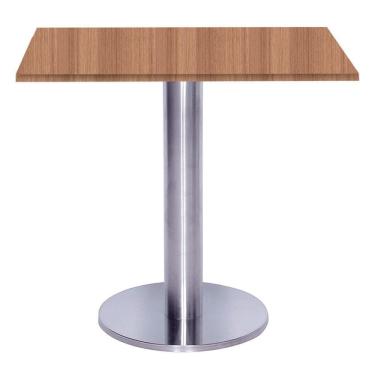 Imagem de Mesa Beta Big Inox 75 Cm (alt) Disco Redondo Tampo Mdp Quadrado 80 Cm (larg) X 2,50 Cm (alt) Noce Naturalle