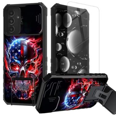 Imagem de BREIDMKFM Capa para celular Galaxy A16 5G com protetor de tela e suporte e capa protetora de lente de câmera deslizante para Samsung Galaxy A16 5G, capa de telefone resistente, camada dupla