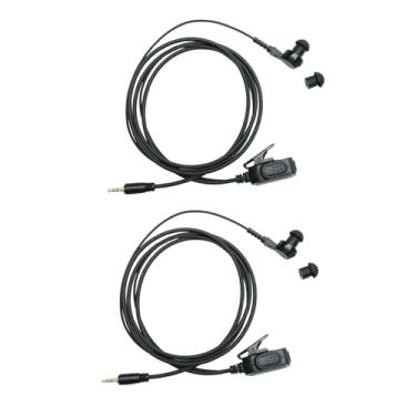 Imagem de HEOPBIRD Fone de ouvido com 1 pino para rádio bidirecional Cobra Talkabout Walkie Talkie, cabo longo de 1,5 m, pontas auriculares M, preto, pacote com 2