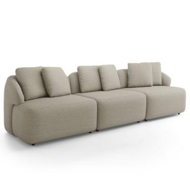 Imagem de Sofá 3 Lugares Para Sala de Estar Living 234cm Arlo F04 Linho Bege - L