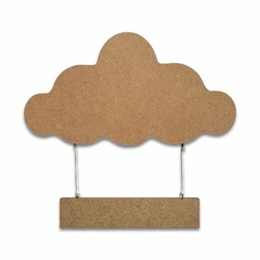 Imagem de Porta Maternidade Para Quarto Infantil Em Mdf Nuvem Com Plaquinha Cor:NATURAL;Tamanho:15,1x28,4 cm