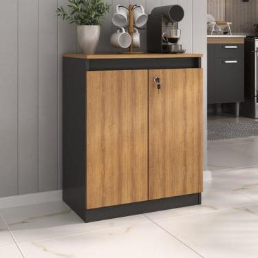 Imagem de Aparador Buffet 60cm 2 Portas com Chave Multimóveis CR50099, Amêndoa/P