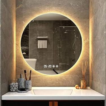 Imagem de Espelho Com Led Redondo Touch 80x80 Cm Luz Indireta De Fundo - Flash G