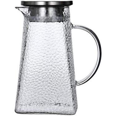 Imagem de Potes de chá de 1,8 L/litro, jarro de água com tampa, jarra de água de vidro, resistente ao calor, bule de chá, bule de chá, antivazamento lateral com tampa (panela única sem xícara), resistente ao