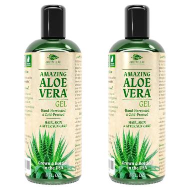 Imagem de Gel de Aloe Vera Green Leaf Naturals para pele, pacote com 2 unidades de 480 ml