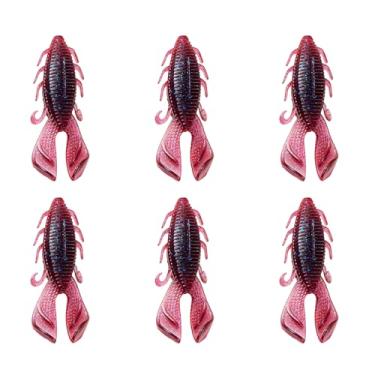 Imagem de Isca de pesca macia isca dupla T cauda adição sal peixe aditivo 9,3 g/0,32oz 89 mm isca de inseto sem-fim pacote com 6 (Ross-4#)