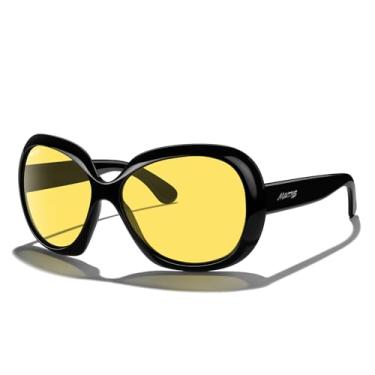 Imagem de MERRY'S Óculos de sol polarizados grandes para mulheres - armação borboleta retrô S6098, Armação preta/lente de visão noturna, Lens Width:60 Millimeters