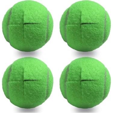 Imagem de Bolas de tênis para andadores, pacote com 4, bolas de tênis pré-cortadas RMASCOV para andadores, bola de tênis para pernas de cadeira (verde)