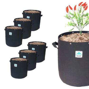 Imagem de Kit 6 Vasos Feltro 30 Litros para Cultivo com Alças e Furos para LST