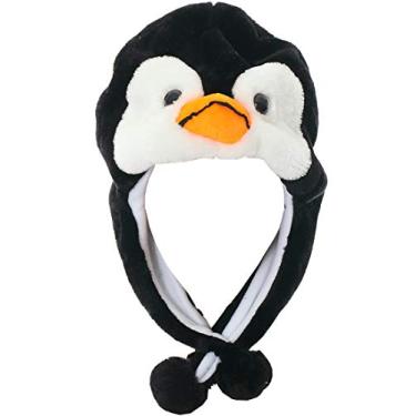 Imagem de JOYHY Chapéus de animal unissex de pelúcia de inverno com aba de orelha, Pinguim preto, One Size-Medium