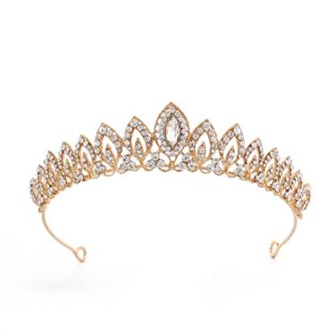 Imagem de Coroa de casamento de cristal tiaras de metal com strass coroa de princesa, enfeite de cabeça de vestido de noiva, enfeites de cabeça de diadema pequeno, joias de cabelo para noivas