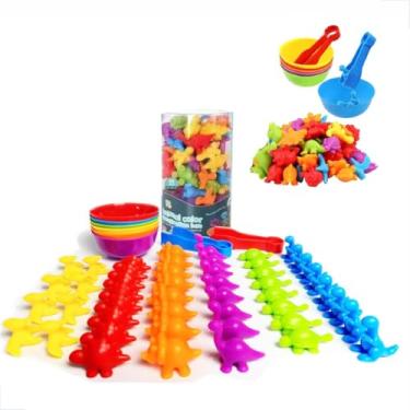 Imagem de Brinquedo Montessori Educativo Animais Carros De Silicone Classificação Das Cores Pinça (Animais Dinossauros)