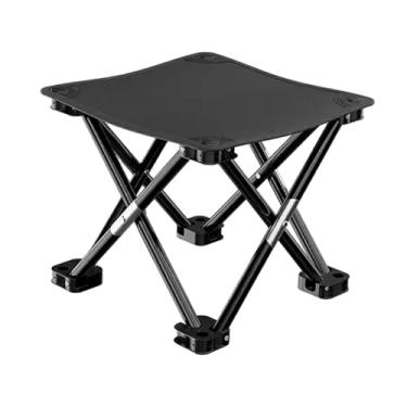 Imagem de oshhni Dobrando as bancos de camping de camping resistente à portátil cadeira dobrável portátil para churrasco para acampamento de pesca ao ar livre jardim, Preto, 33cmx33cmx32cm