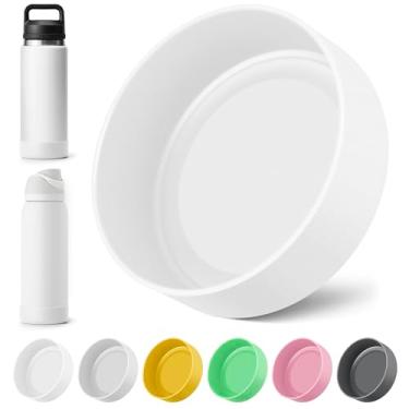 Imagem de Diumepo Bota de silicone para garrafas de água YETI de 737 g e Owala Twist & FreeSip & Flip 947 ml, parte inferior da manga de silicone para garrafa de água YETI 737 g Rambler (branca)