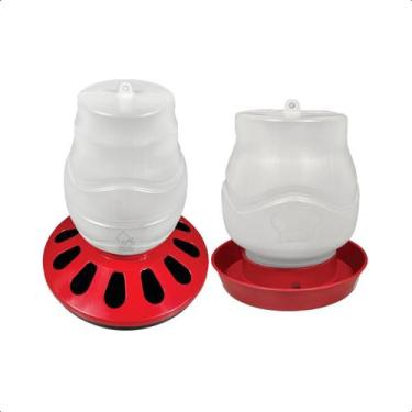 Imagem de Kit Comedouro 7,5L Aves 12 furos e Bebedouro Rosca 1,25L - AVIPET