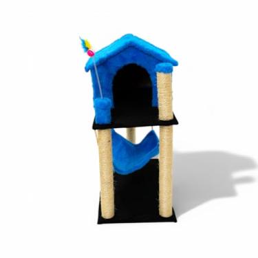 Imagem de Arranhador Para Gato Casinha Com Rede 2 Andares Luxo (Azul)