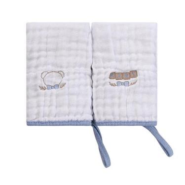 Imagem de Pano de Boca Soft Bordado para Bebê Baby Joy Clássicos, Urso Azul