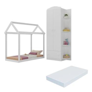 Imagem de Quarto Infantil com Cama Montessoriana/colchão/guarda-roupas João e Maria Multimóveis Mx4272 Branco