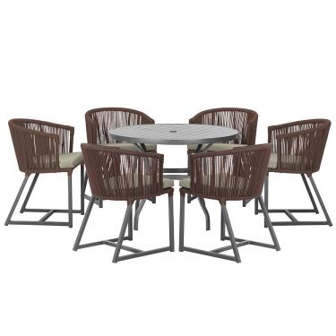 Imagem de Mesa com 6 Cadeiras de Jantar Roma 120cm e Noronha em Alumínio