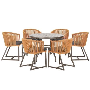 Imagem de Mesa com 6 Cadeiras de Jantar Roma 120cm e Noronha em Alumínio