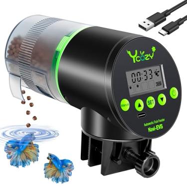 Imagem de Ycozy Alimentador Automático de Peixes Recarregável com Cabo USB Alimentador Elétrico Inteligente para Peixes/Tartarugas Peixes Dispensador para Aquário e Tanque, Navi-EVS