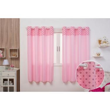 Imagem de Cortina Infantil Kids Estampada 2,00m x 1,80m com Barrado Duas Folhas Promoção (COROINHA ROSA)