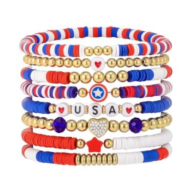 Imagem de Emibele Conjunto de pulseiras elásticas coloridas com contas Boho Heishi Surfer Empilhável Y2K Joias modernas Amizade Conjunto múltiplo feminino meninas fãs, Plástico, Sem pedras preciosas