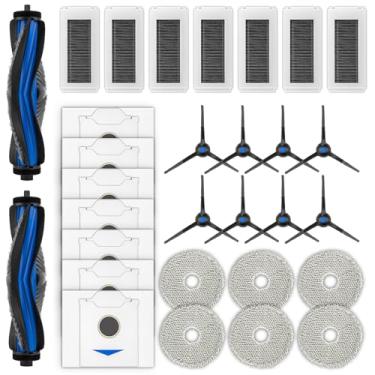 Imagem de (Pacote com 30) Peças de reposição Omni N30 compatíveis com ECOVACS DEEBOT N30 Omni/ N30 Pro Omni Robotic Vacuum, 2 escovas de rolo, 8 escovas laterais, 7 sacos de pó, 7 filtros HEPA, 6 almofadas de