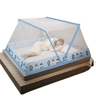 Imagem de Rede mosquiteira dobrável para cama, capa de mosquito para cama, sem instalação, malha, mosquiteiro sem fundo, rede mosquiteira portátil dobrável para casa e viagens ao ar livre/azul/180 * 200 cm