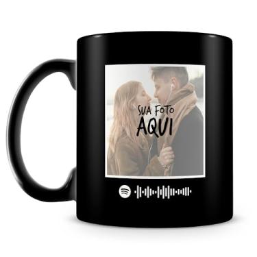 Imagem de Caneca com Foto e Música Spotify 100% Preta (Mod.2)