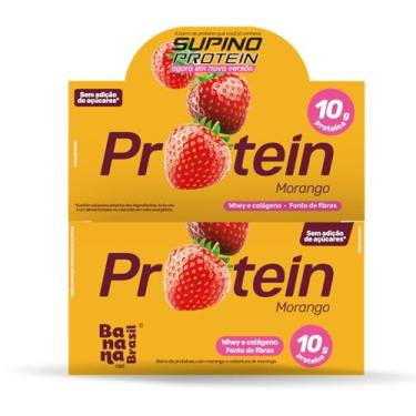 Imagem de Barra de proteínas com morango e cobertura de morango