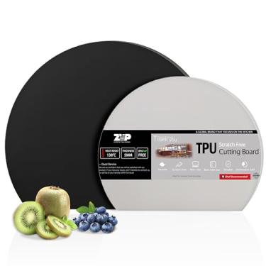 Imagem de ZVP Tapetes de tábua de corte de TPU de silicone espesso para cozinha, tábuas de corte de borracha flexível, tapetes de corte antiderrapantes, tábua de cortar semicírculo, livre de BPA, pode ser