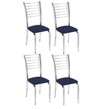 Imagem de Conunto 4 Cadeiras Ipanema Cromada Para Cozinha-corino Azul