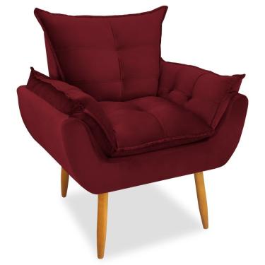Imagem de Poltrona Decorativa Opala Veludo Vermelho