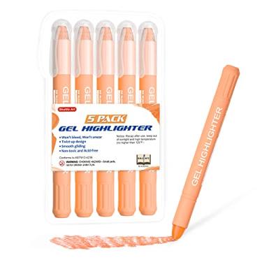 Imagem de Shuttle Art Pacote com 5 iluminadores de gel laranja, iluminadores da Bíblia, sem sangramento, suprimentos de diário da Bíblia, ótimo para fazer diário, destacar e estudar