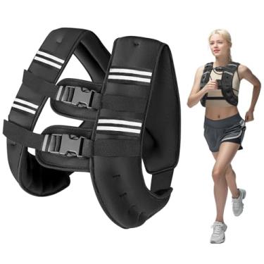 Imagem de Colete pesado de 5,4 kg com duas tiras de ajuste para homens e mulheres, colete de peso com listras refletivas para treino, treinamento de força, corrida, fitness, musculação, perda de peso