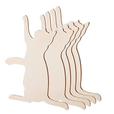 Imagem de Sclmgo 5x Recortes de Gato de Madeira Enfeites Pendurados Enfeites Recortes de Madeira Inacabados Placas Fatias de Madeira em Branco para Artesanato