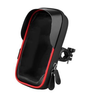 Imagem de menolana Suporte para celular em bicicleta, bolsa para guidão, capa para tela sensível ao toque, suporte para celular em bicicleta com rotação de 360° à prova, Vermelho E Preto