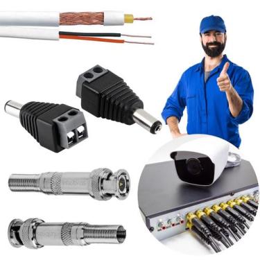 Imagem de Kit 10 Conector Bnc Com Mola + 10 Conector P4 Macho Borne - Intelbras