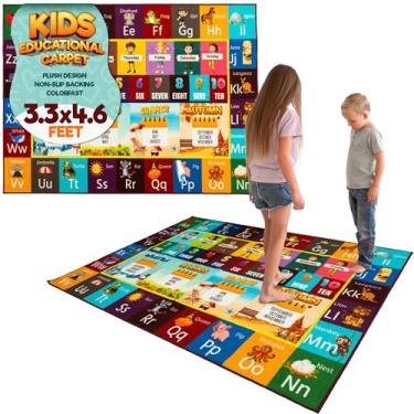 Imagem de MOMOTOYS Coleção de tapetes ABC – Tapete educativo para crianças, tapete ABC para sala de aula e sala de jogos, tapete durável para sala de aula – Tapete antiderrapante e lavável