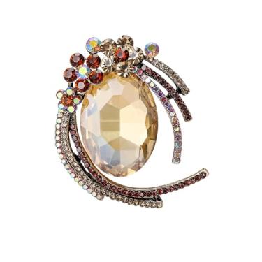 Imagem de GKDFK Broches vintage de strass para roupas femininas broches de flores, blazer, jaqueta, acessórios, presentes, Medium, Strass Strass Liga metálica, Sem Pedra Preciosa