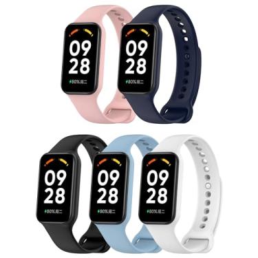 Imagem de Z.DuDuZAZA Pulseiras de relógio para Redmi Smart Band 2, pulseira de silicone macio de substituição à prova d'água para homens e mulheres (preto + azul meia-noite + azul claro + rosa + branco)
