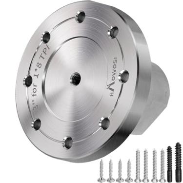 Imagem de HAowosi Placa frontal de torno de madeira de aço de 7,6 cm, placa frontal para torno de madeira, placa de face de torno adequada para eixo de 2,5 cm x 8TPI com mandril