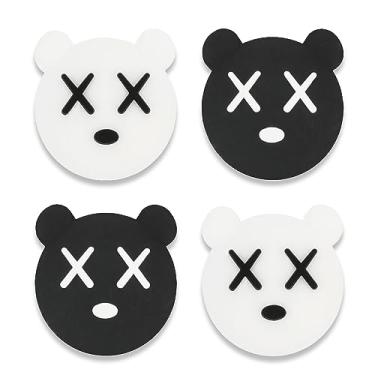 Imagem de Owngen Bonitos bonés de aperto de polegar para Nintendo Switch/Lite/OLED, Kawaii Magic Moon Joy-Stick capa 3D analógica ergonômica para controle NS Joy-Cons (preto e branco)