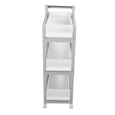 Imagem de Generic Carrinho de Armazenamento de Cozinha, Carrinho de Armazenamento de Grande Capacidade Versátil Com 4 Rodas Flexíveis para Legumes Frutas de Lanches Bebidas para o Quarto do Banheiro da (3